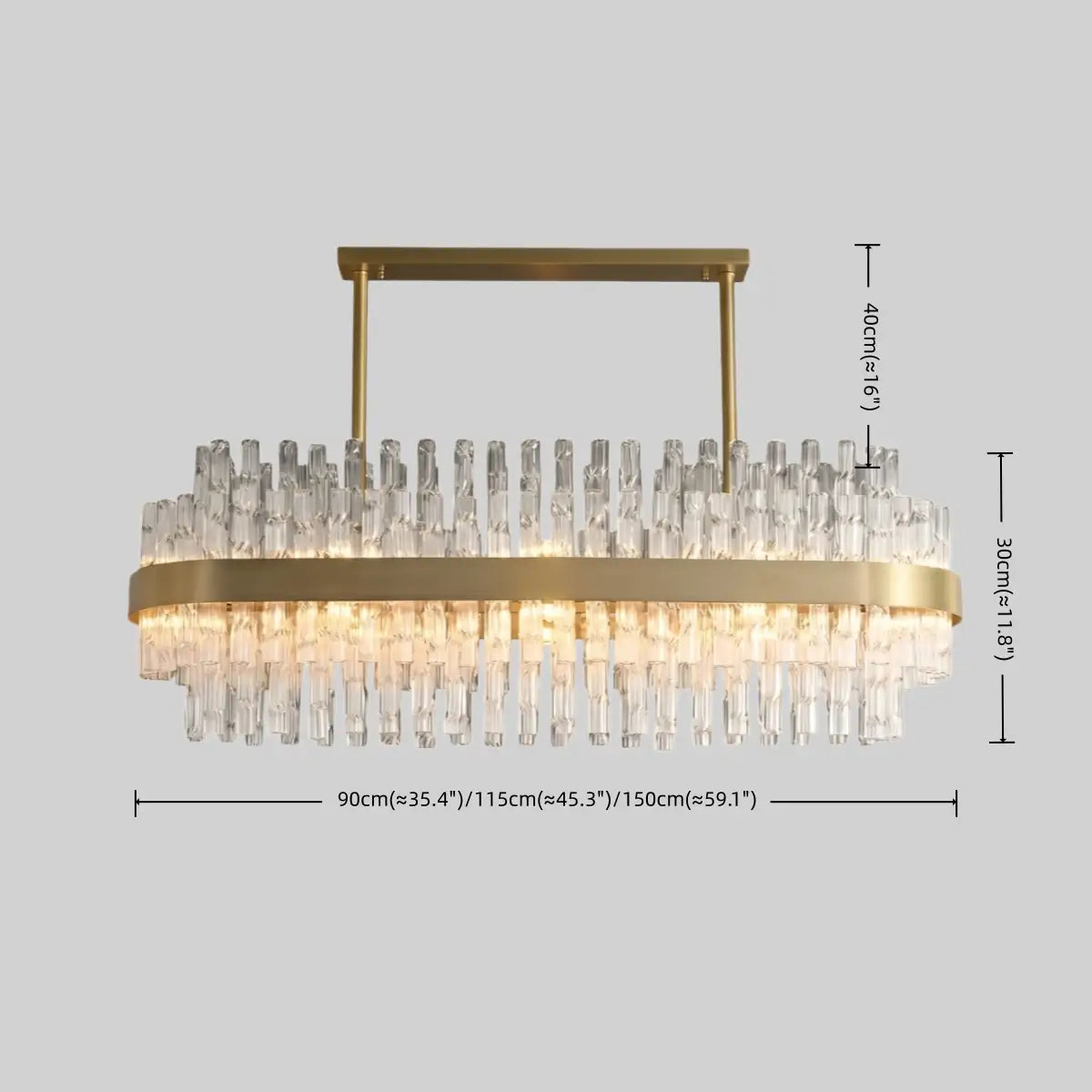 Antizer Luxury Rectangular Crystal Chandelier