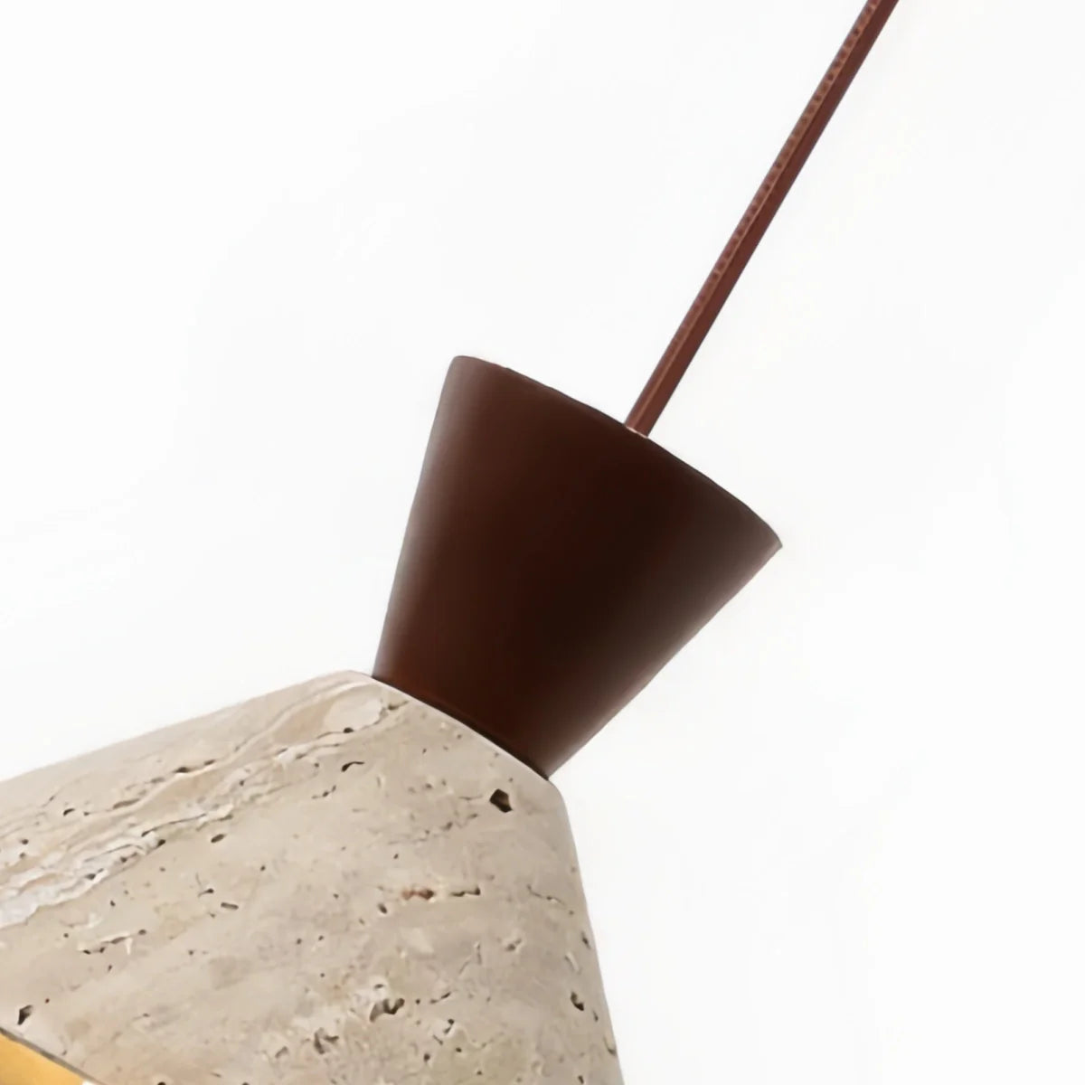 Antizer Modern Travertine & Walnut Wood Conical Pendant Light