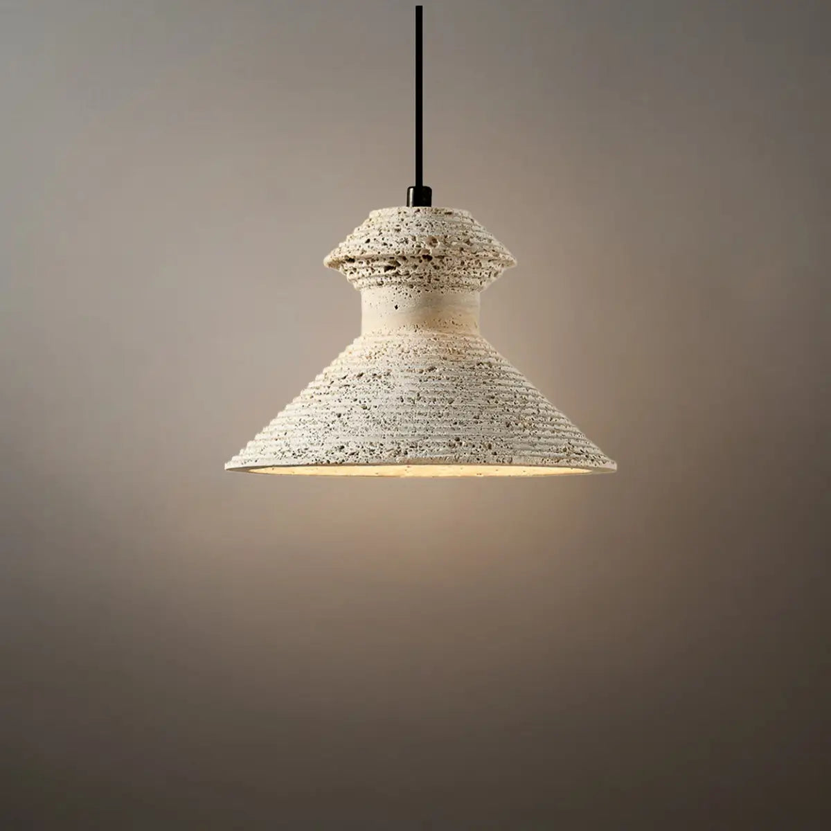 Strata Minimalist Travertine Pendant Light - Yellow Stone