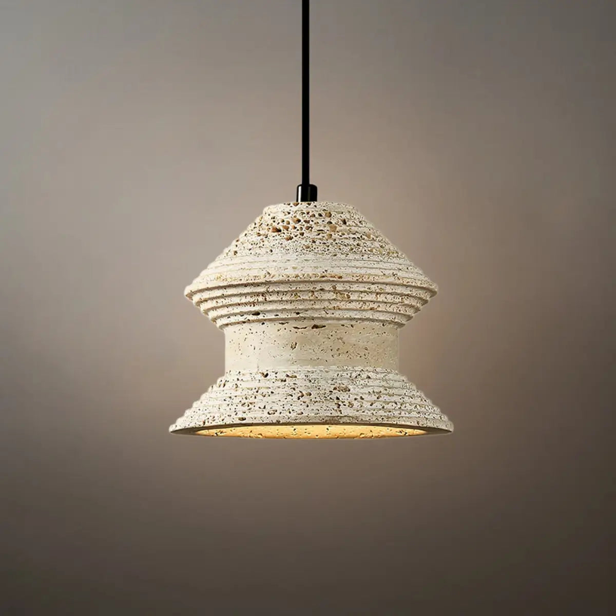 Strata Minimalist Travertine Pendant Light - Yellow Stone