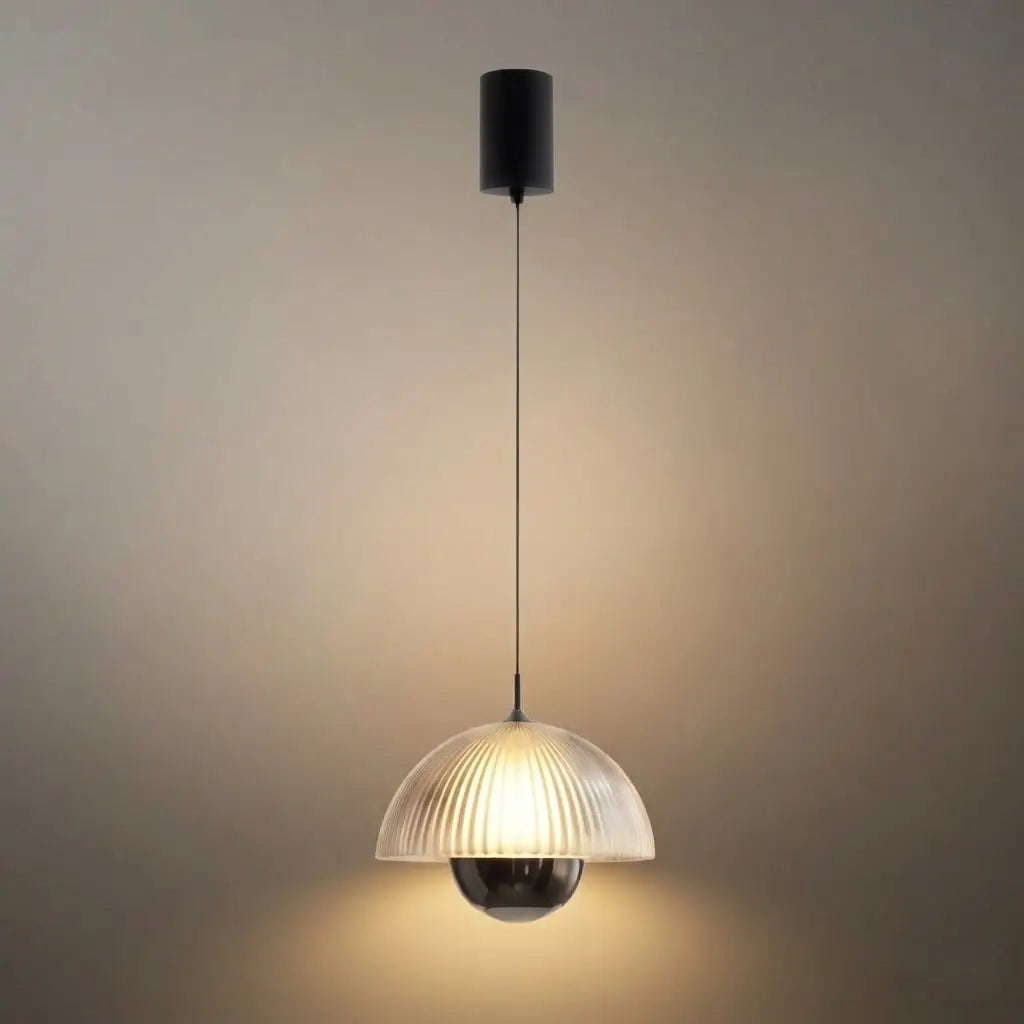 Velora Artistic Pendant Light -- Iron & Aluminum with Acrylic Shade, Pearl Black for Bedroom Dining Room