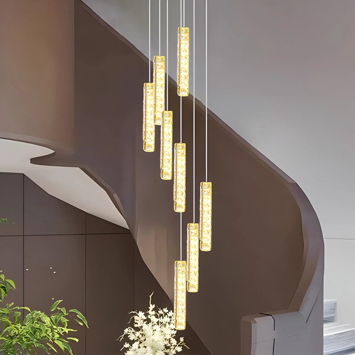 Antizer Nordic Crystal LED Chandelier Gold 8 Lights