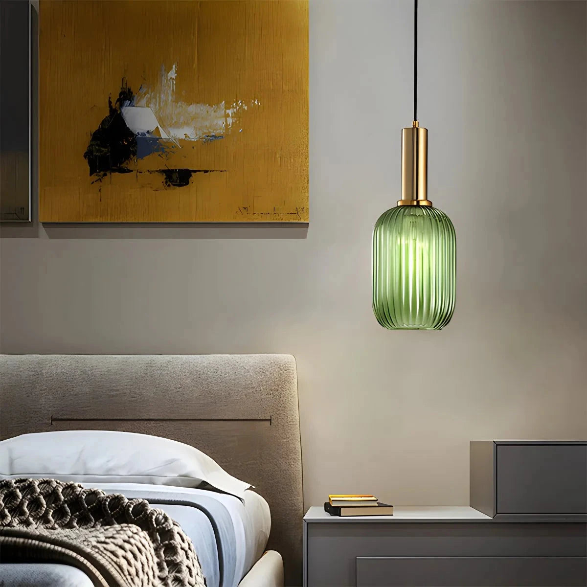Antizer Nordic Vintage Glass Striped Pendant Light