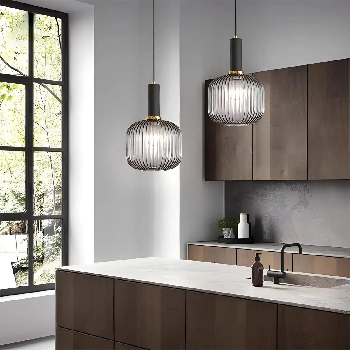 Antizer Nordic Vintage Glass Striped Pendant Light