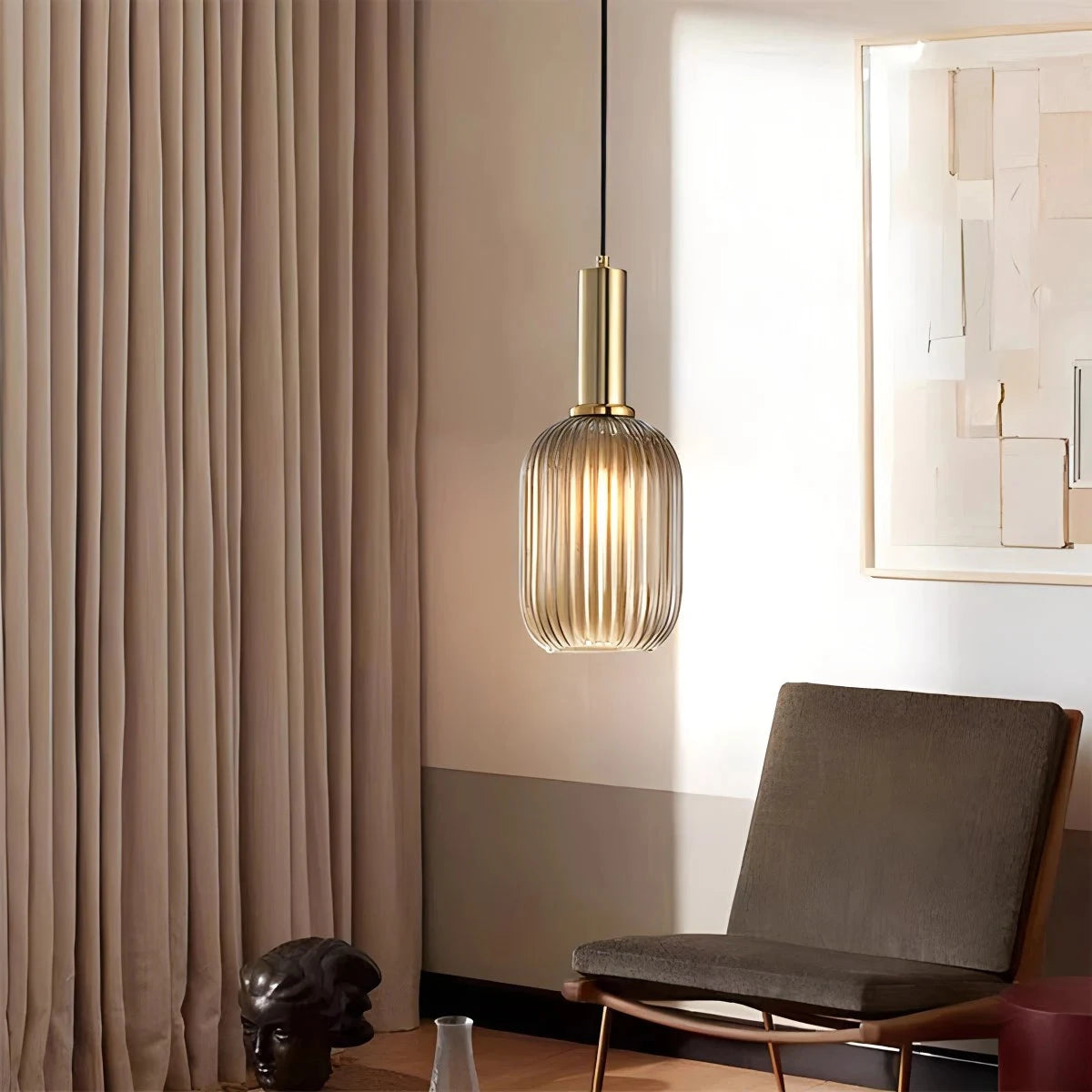 Antizer Nordic Vintage Glass Striped Pendant Light