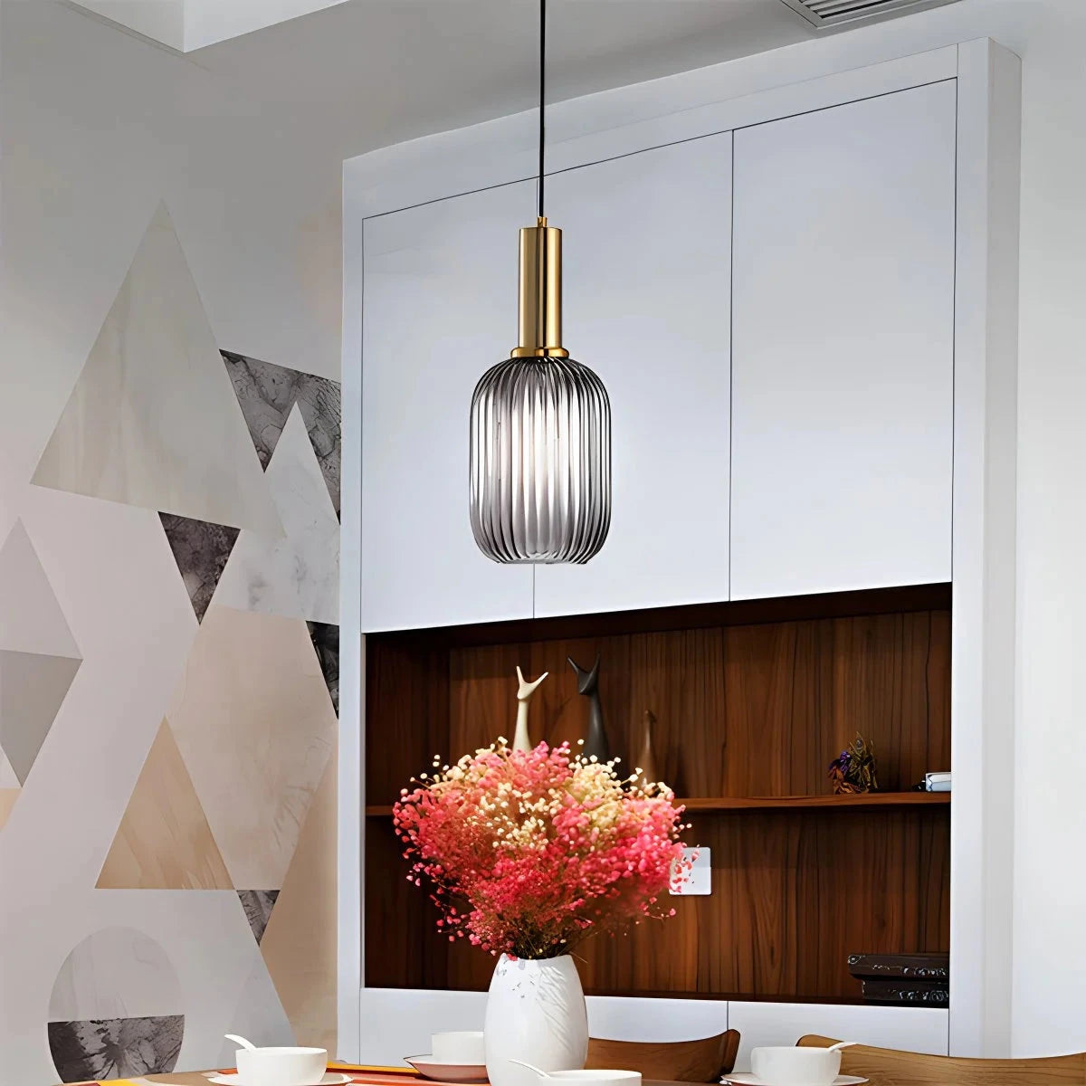 Antizer Nordic Vintage Glass Striped Pendant Light