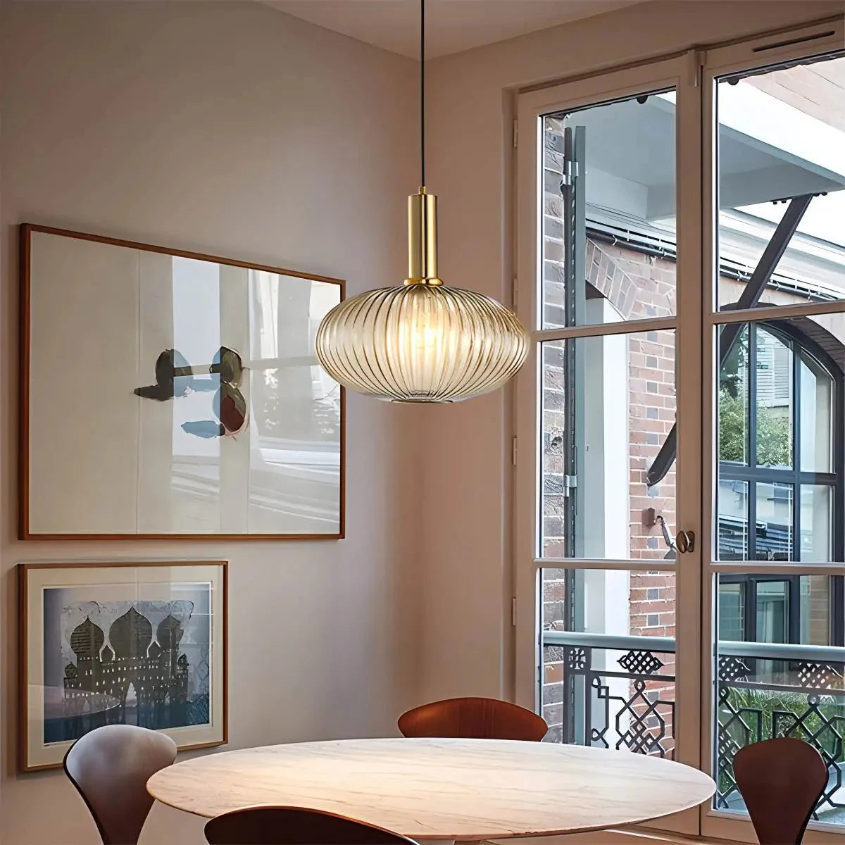 Antizer Nordic Vintage Glass Striped Pendant Light