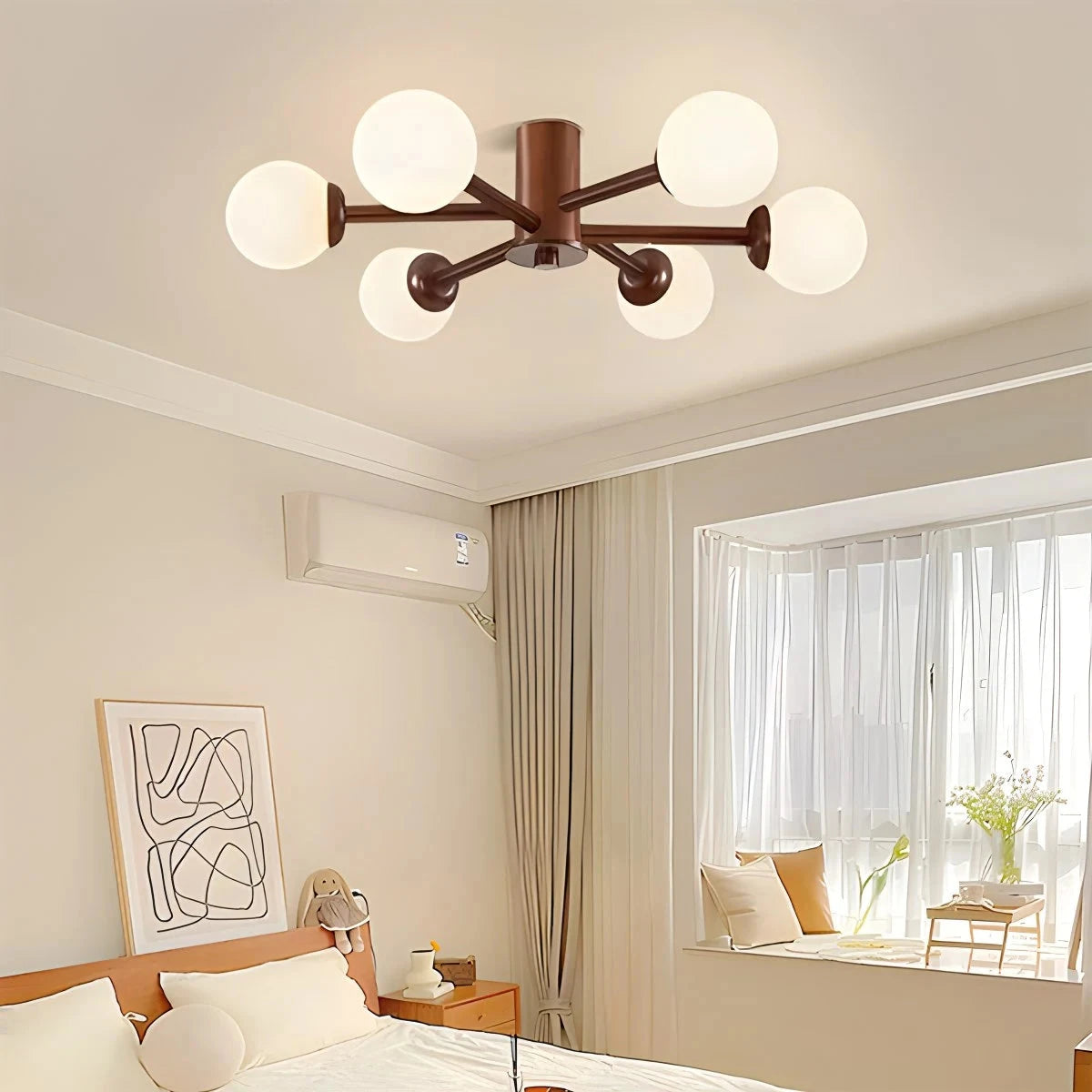 Antizer Nordic Wooden Dining Room Ceiling Light Walnut Color-6