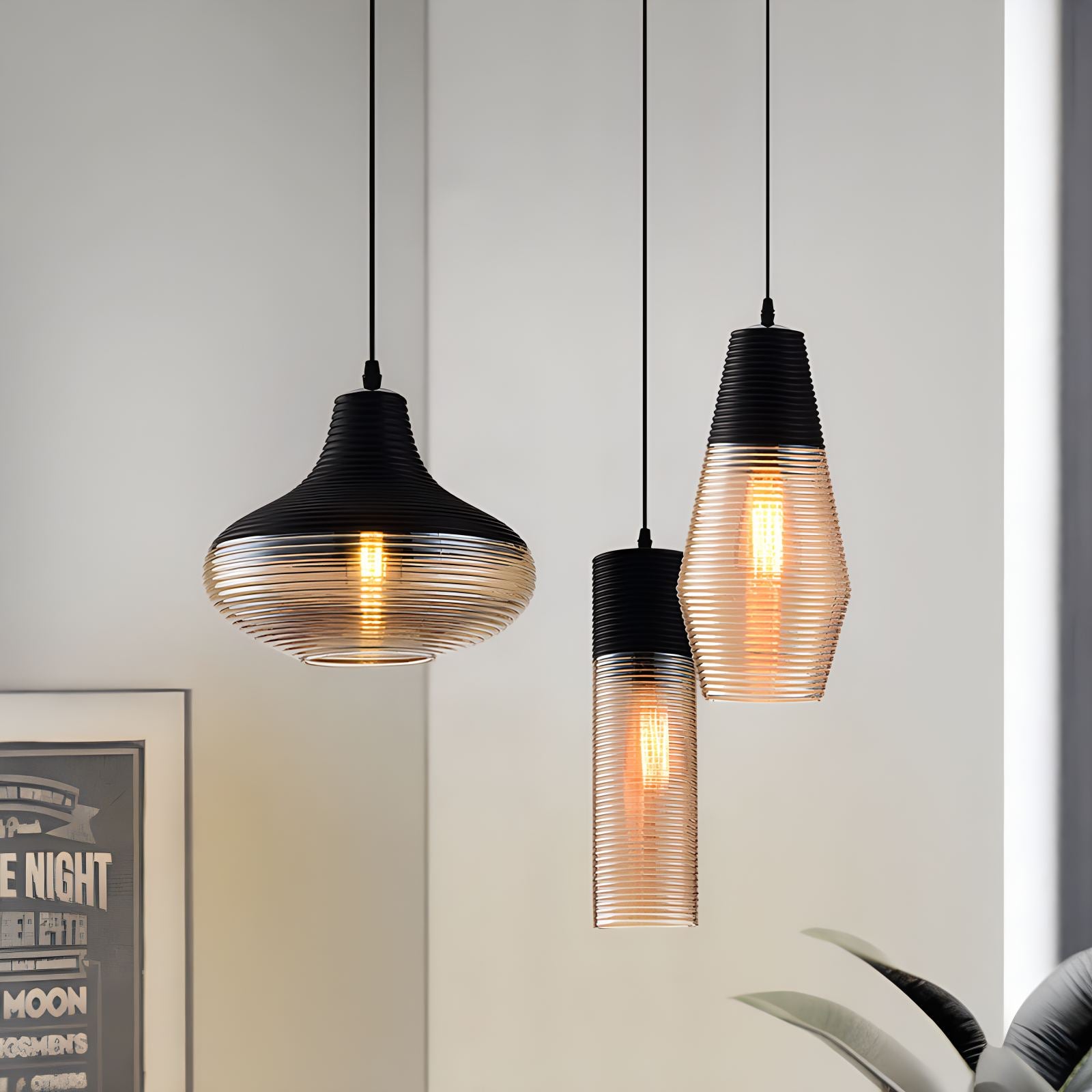 Antizer Industrial Style Glass Pendant Light for Kitchen