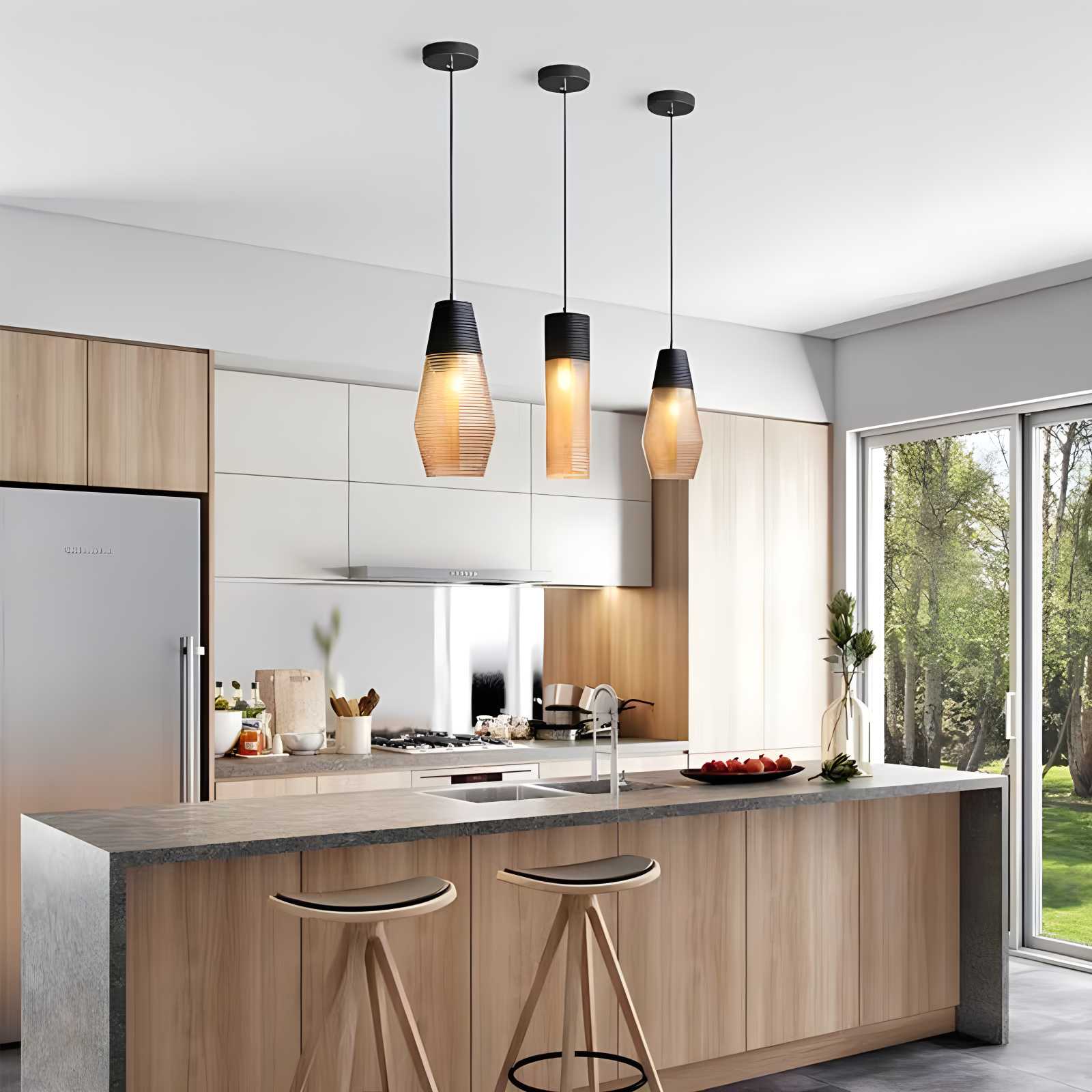 Antizer Industrial Style Glass Pendant Light for Kitchen