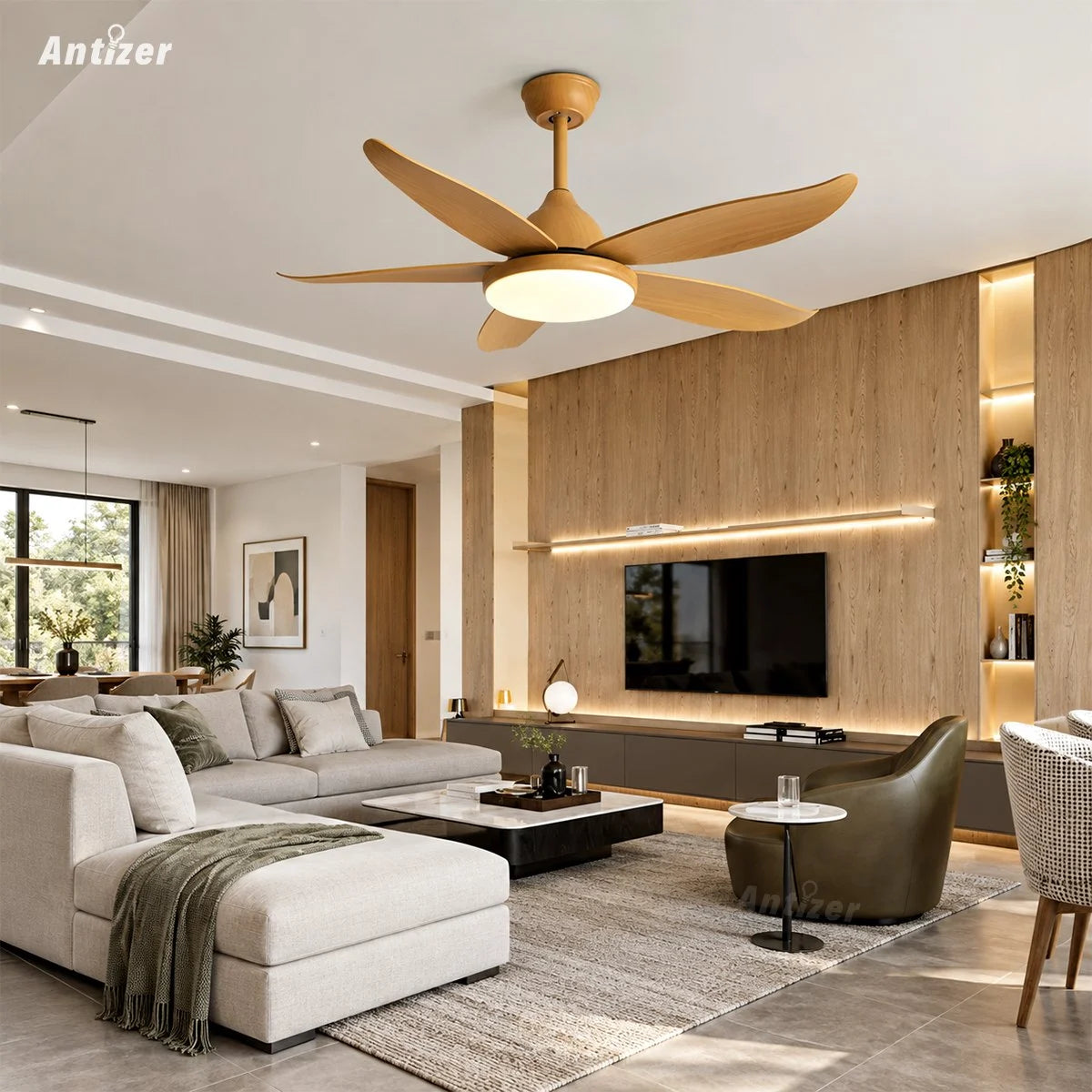 Antizer 5 Blade Contemporary Ceiling Fan Lamp