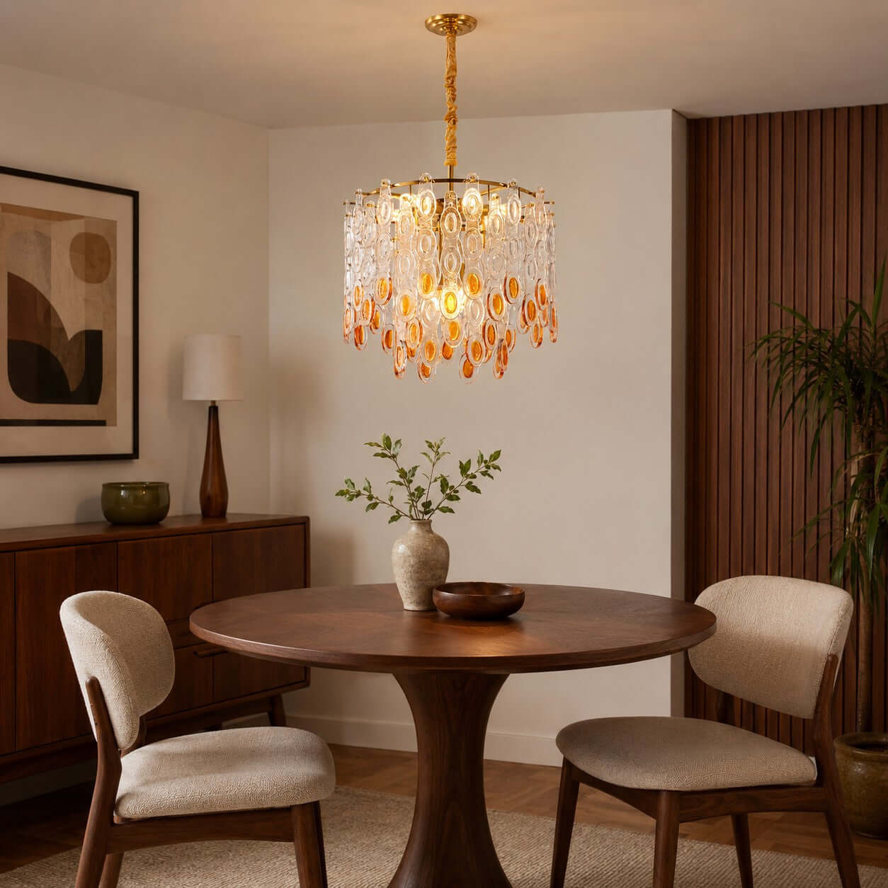 Antizer Layered Art Round Sculptural Glass Chandelier