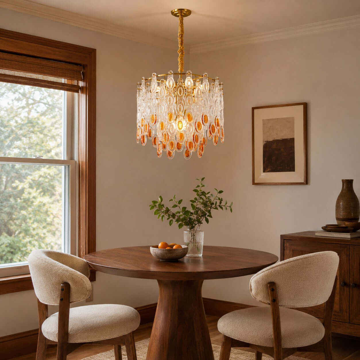 Antizer Layered Art Round Sculptural Glass Chandelier