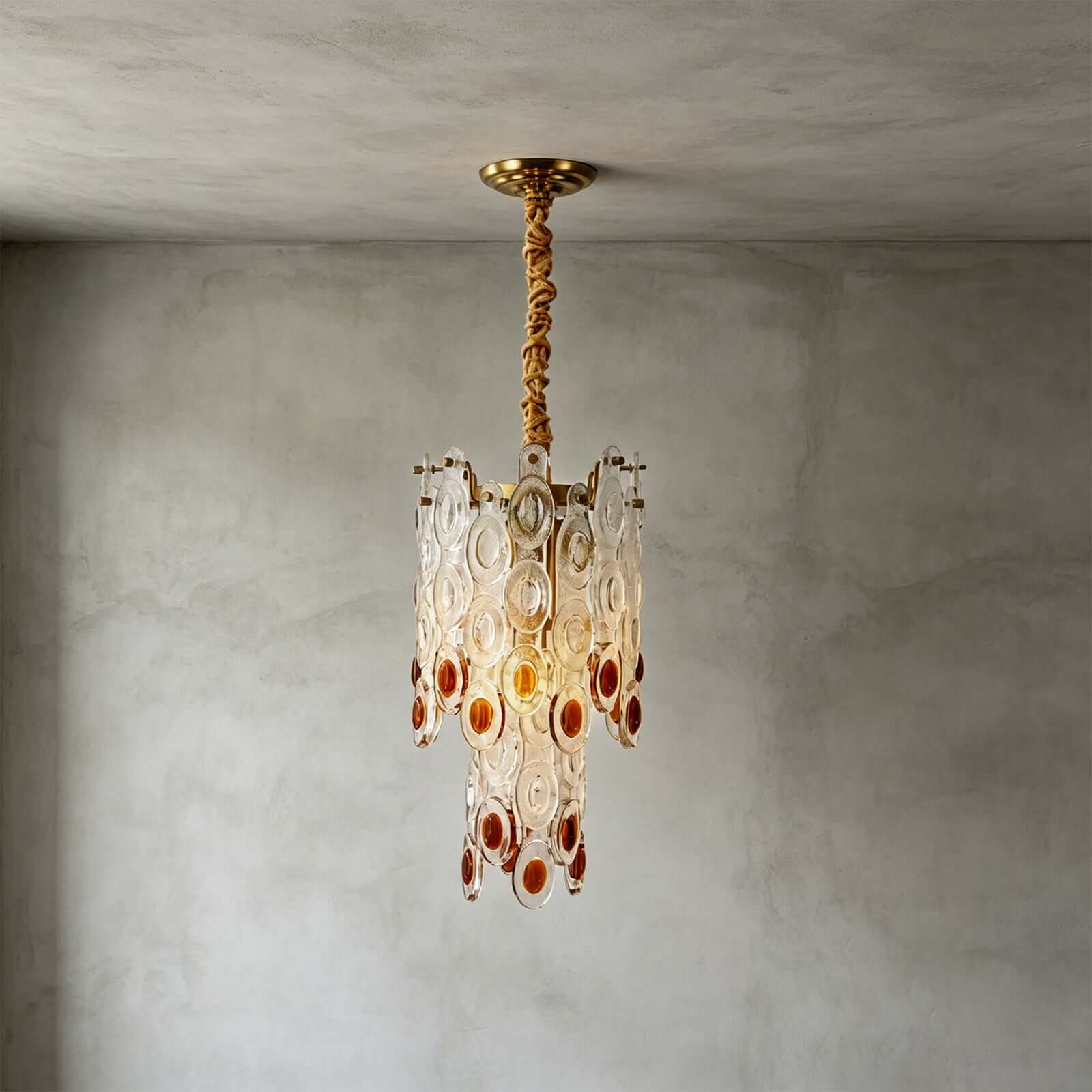 Antizer Layered Art Round Sculptural Glass Chandelier