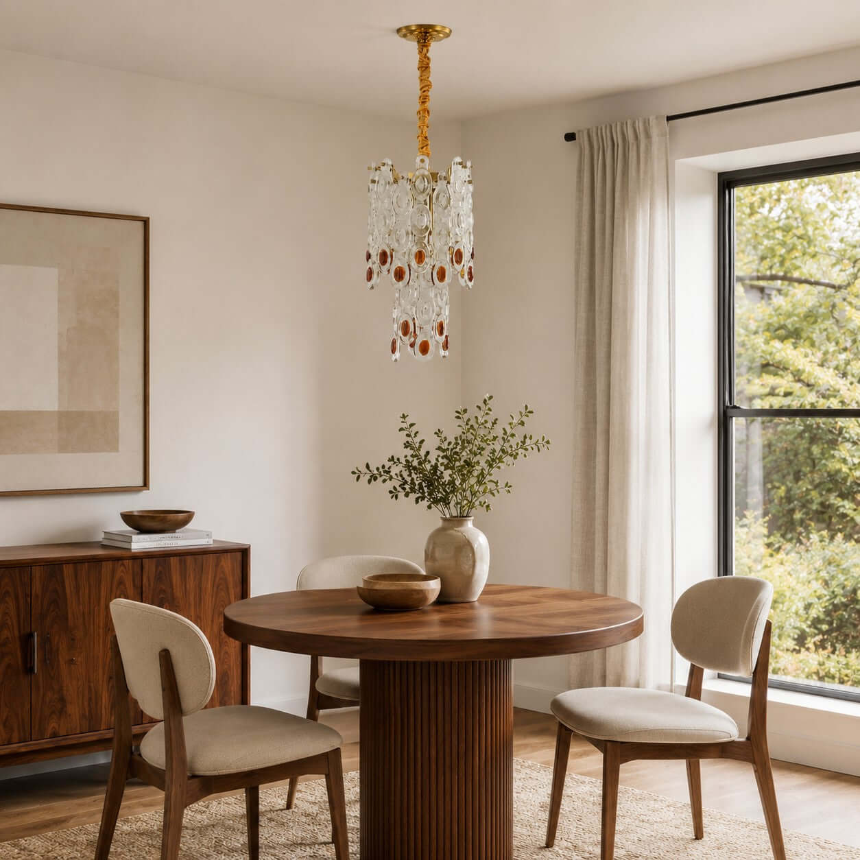 Antizer Layered Art Round Sculptural Glass Chandelier