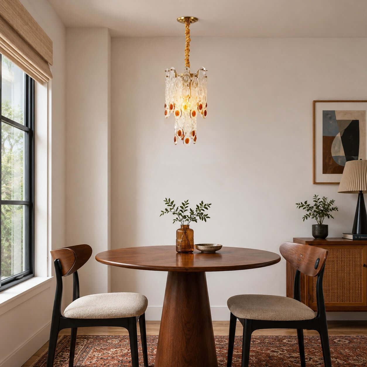 Antizer Layered Art Round Sculptural Glass Chandelier