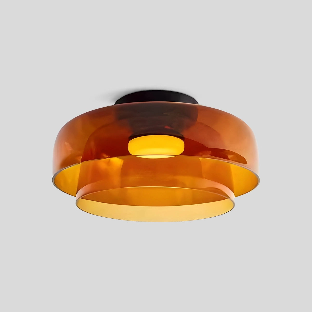 Antizer Colored Glass Ceiling Light for Bedroom Orange 2 Layer D40cm / 15.75″