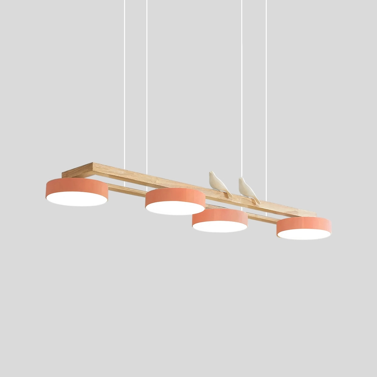 Antizer Sienna Bird Long Chandelier for Dining Room Orange Pink