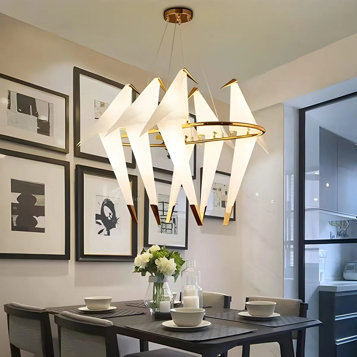 Antizer Paper Crane Bird Chandelier for Dining Room