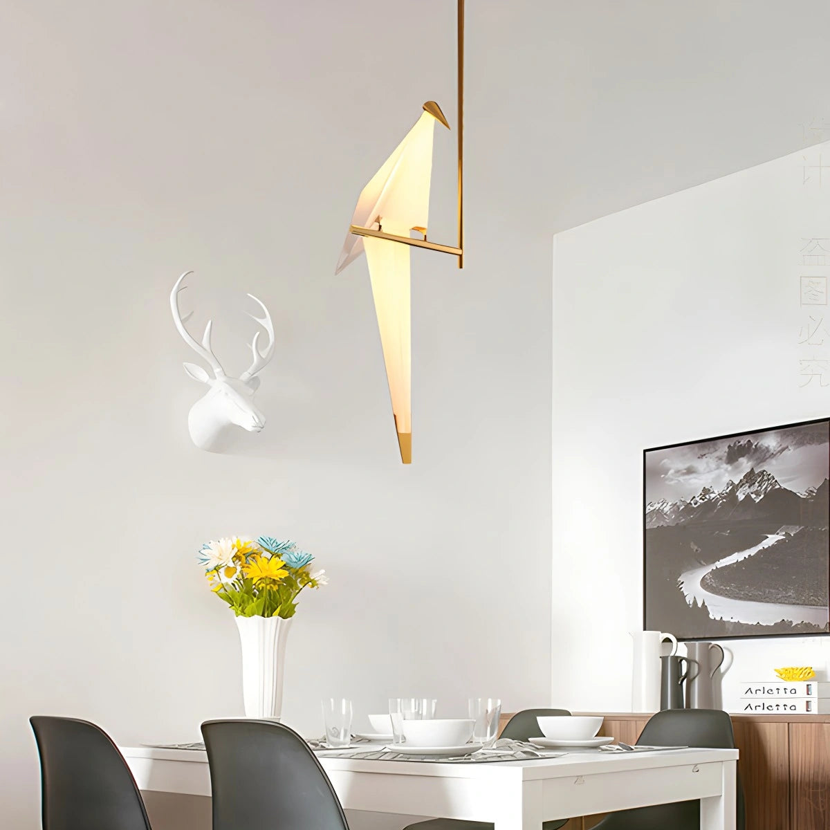 Antizer Paper Crane Bird Chandelier for Dining Room