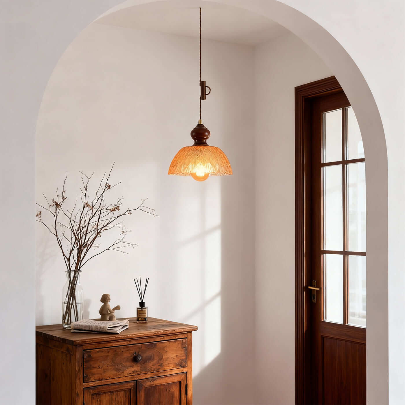 Antizer French Retro Art Glass Pendant Light