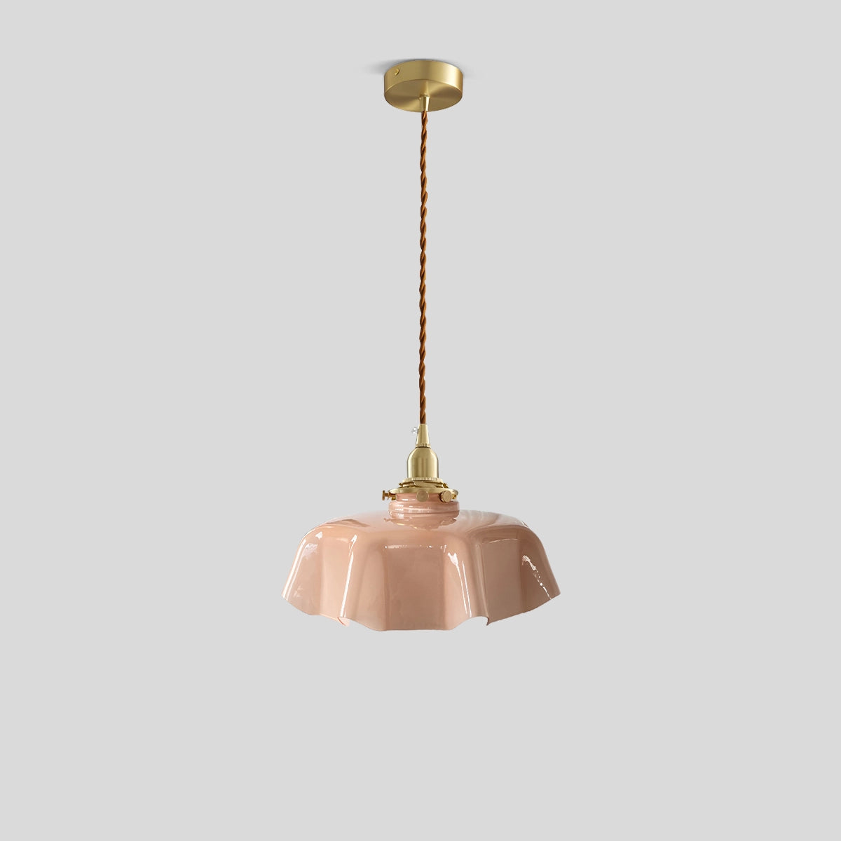 Antizer Retro Coloured Glass Pendant Light for Kitchen Pink Dia 24cm/∅9.45"