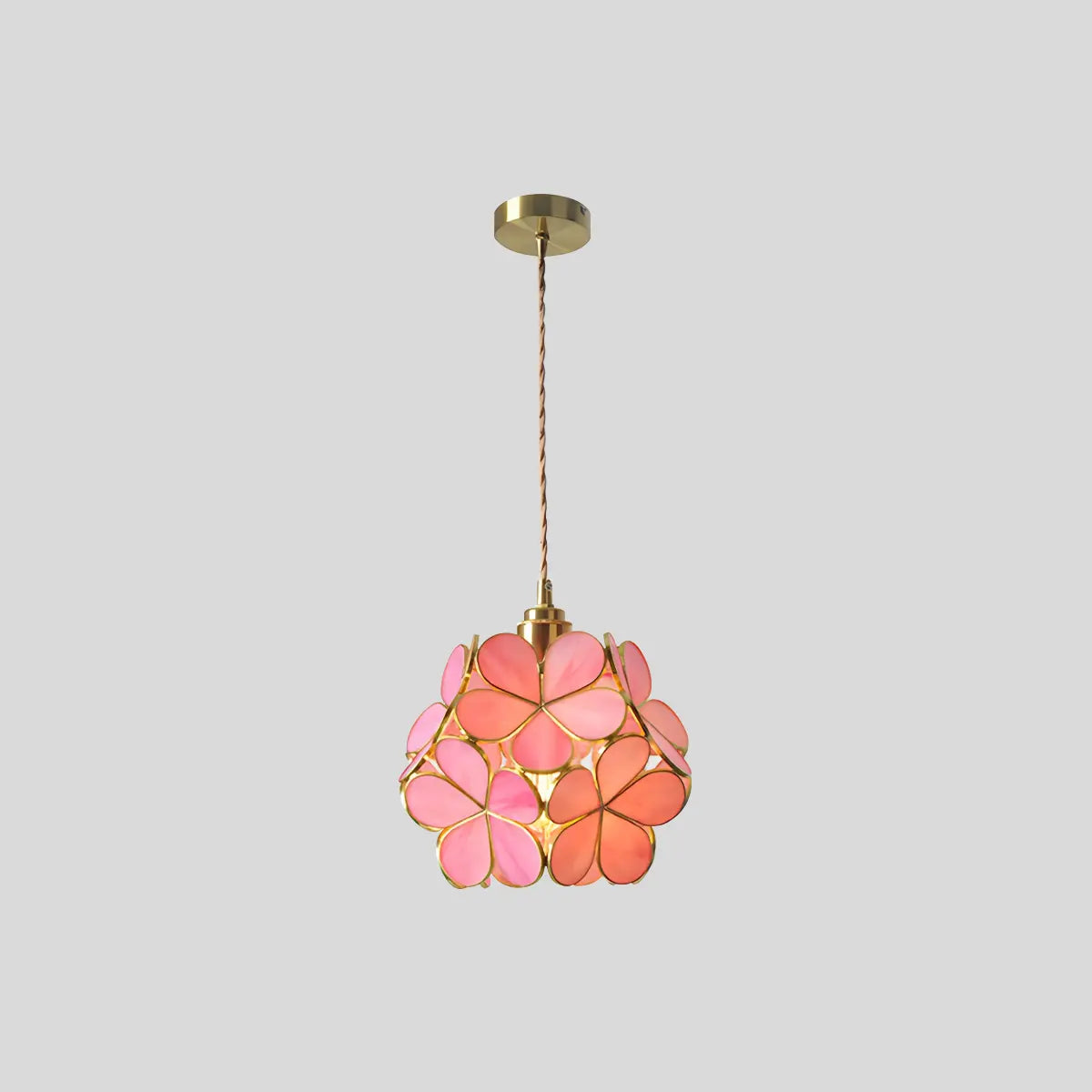 Antizer Cherry Blossom Stained Glass Pendant Light Pink+Gold D 15cm / 5.91" Warm White