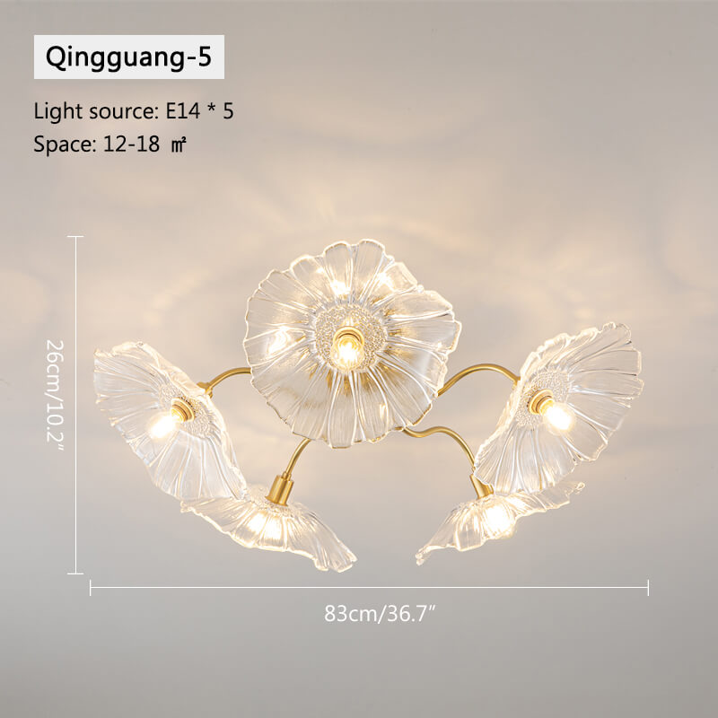 Antizer Lotus Leaf Glass Ceiling Lamp for Living Room