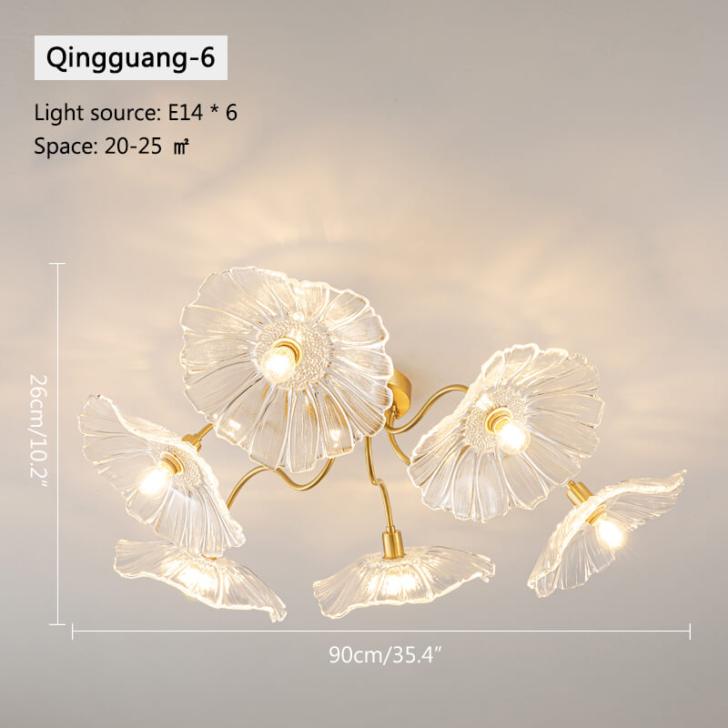 Antizer Lotus Leaf Glass Ceiling Lamp for Living Room