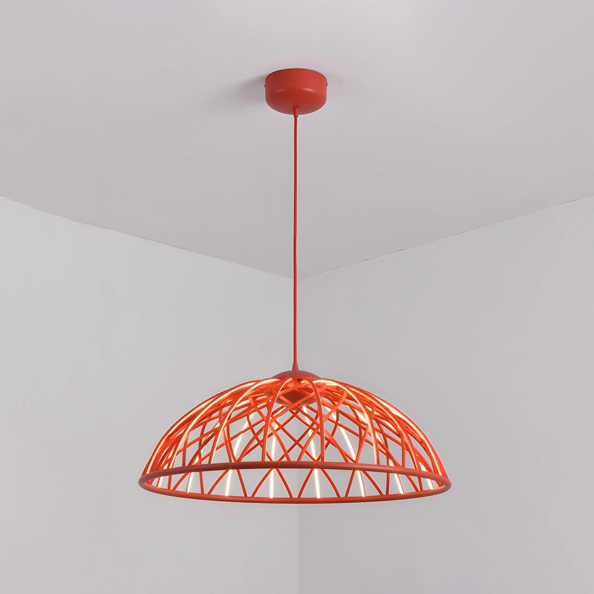Antizer Modern Woven Mesh Art Pendant Light Red Warm Light