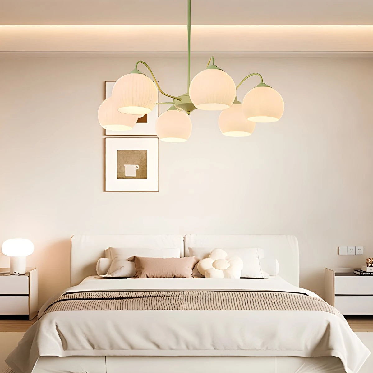 Antizer Ribbed Glass Matcha Chandelier