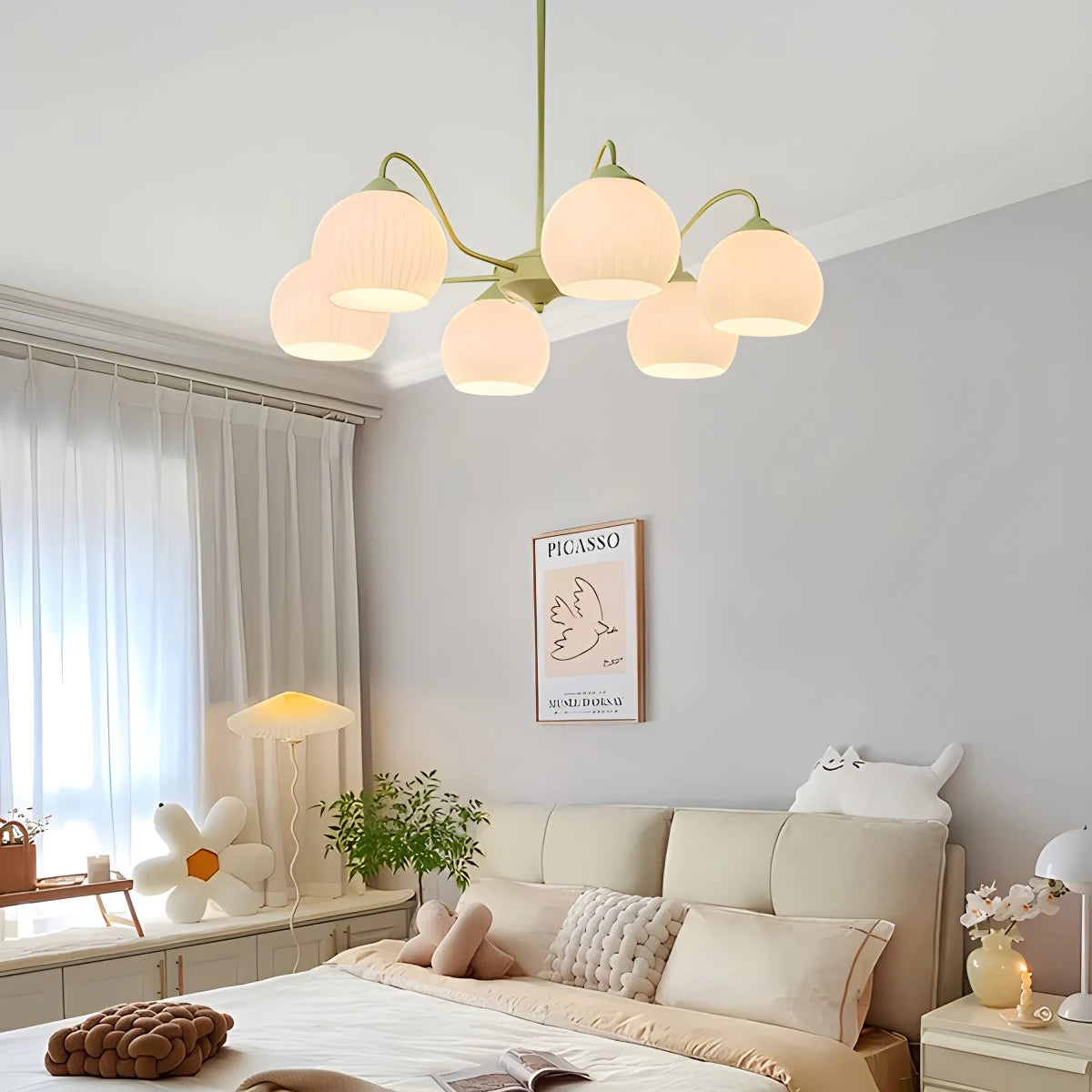 Antizer Ribbed Glass Matcha Chandelier