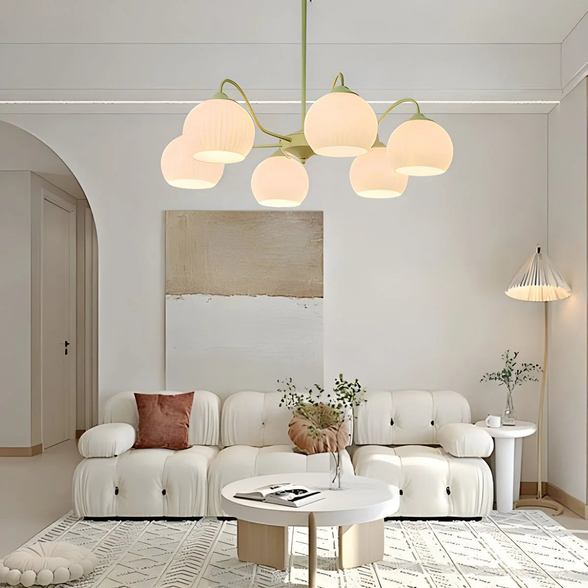 Antizer Ribbed Glass Matcha Chandelier