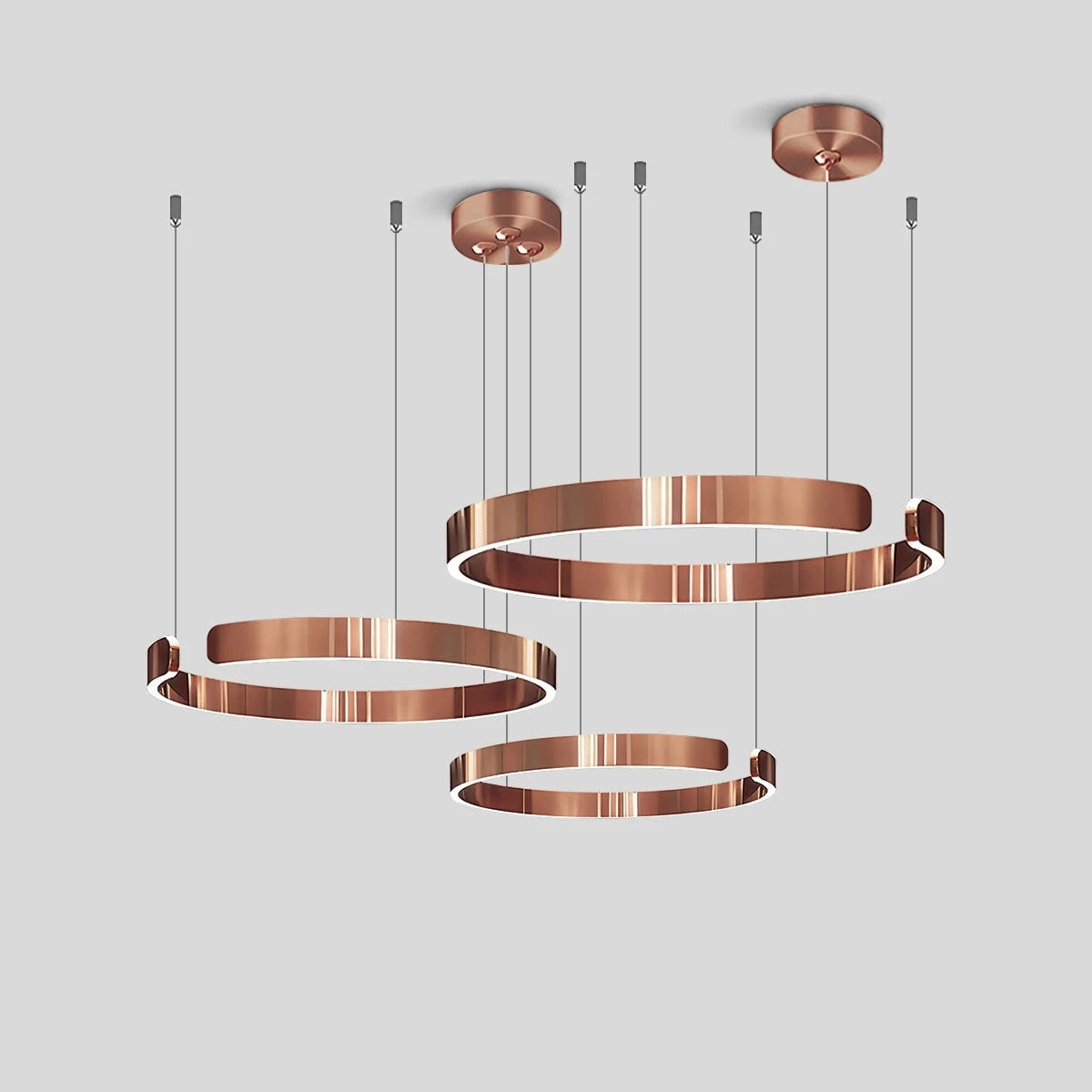 Antizer Modern Ring LED Chandelier for Living Room Rose Gold 15.7"+23.6"+31.5"(40cm+60cm+80cm)
