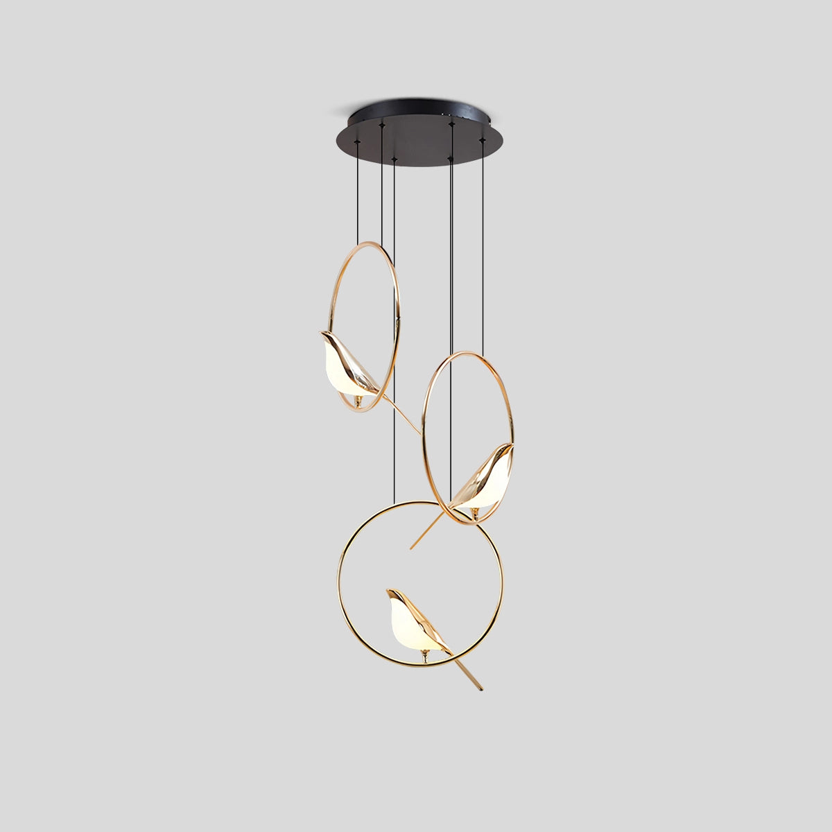 Antizer Modern Gold Birds LED Chandelier Round-3 Heads Warm Light