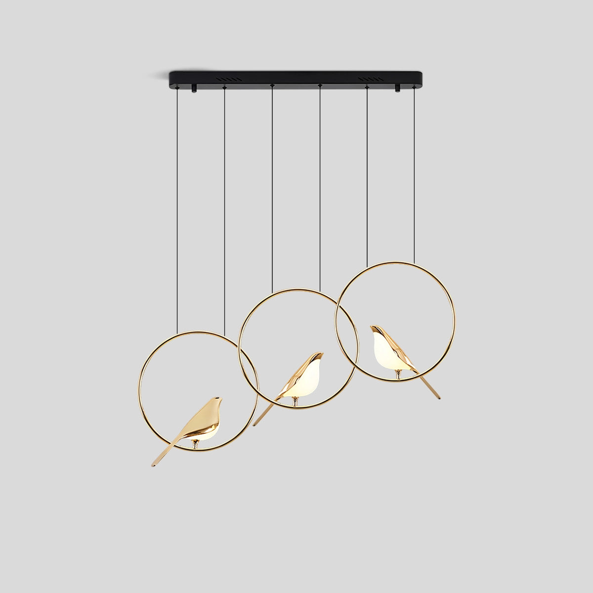 Antizer Modern Gold Birds LED Chandelier Round-3 Heads Long Warm Light