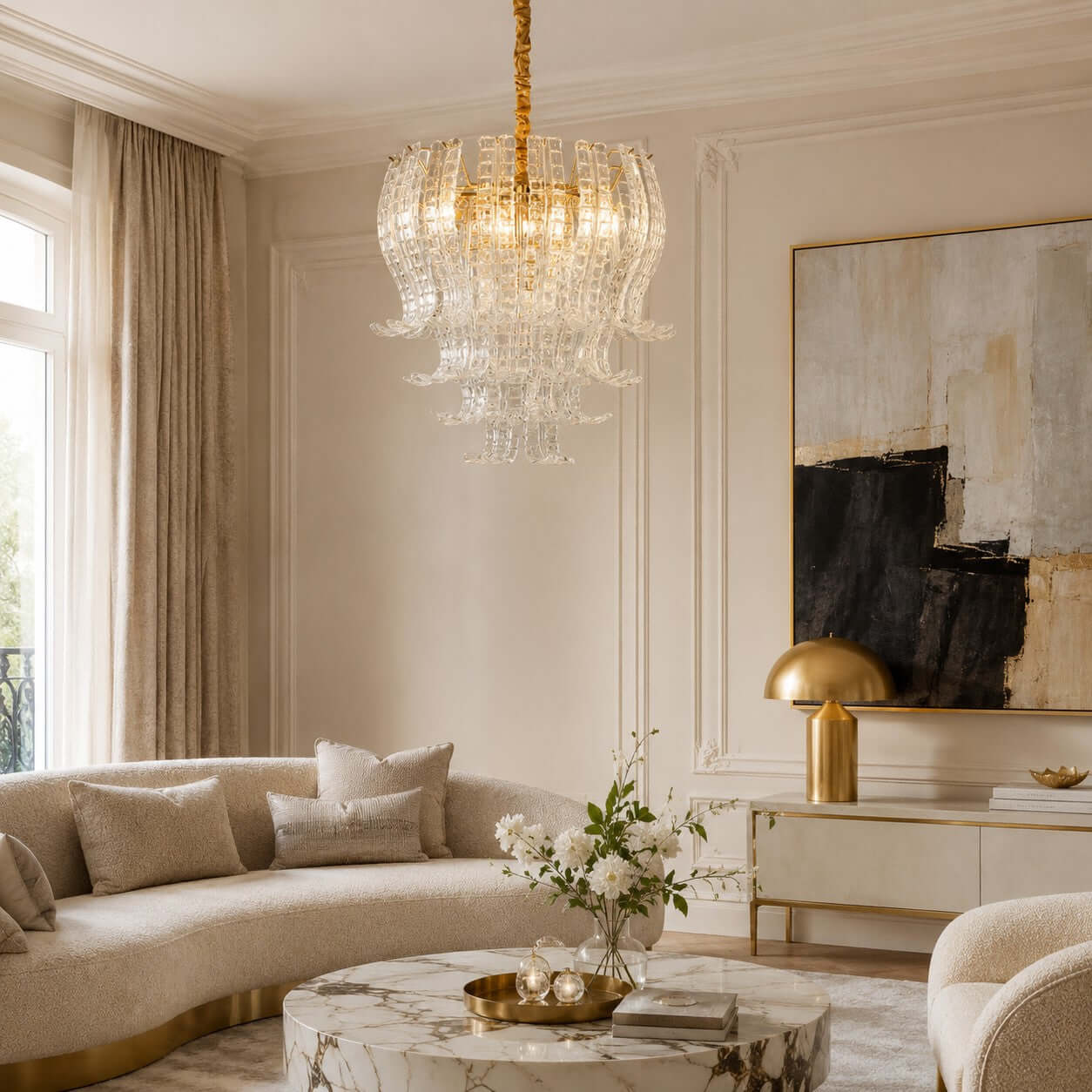 Antizer Artful Murano Layered Glass Chandelier