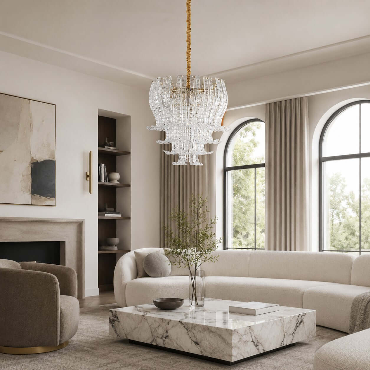 Antizer Artful Murano Layered Glass Chandelier
