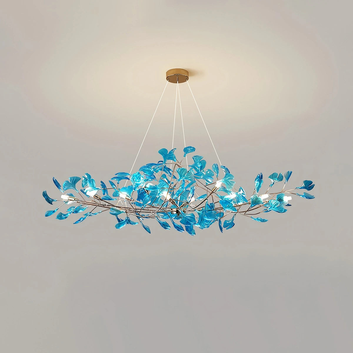 Antizer Acrylic Ginkgo Leaf Chandelier for Dining Area Royal Blue