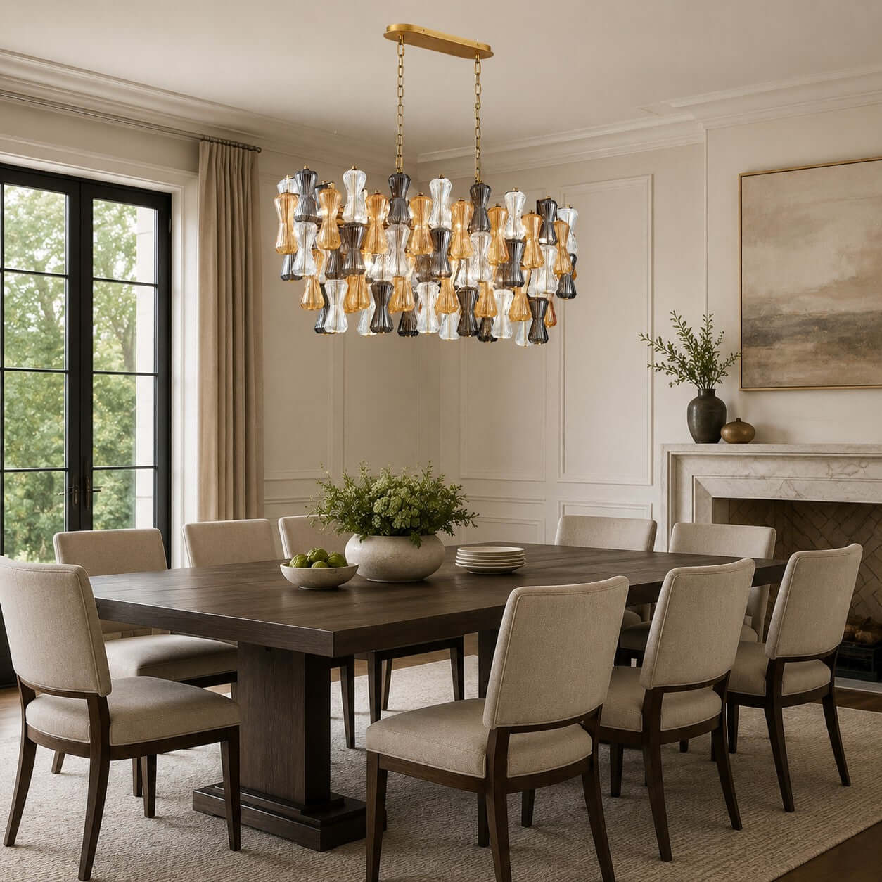 Antizer Murano Mixed Glass Linear Chandelier