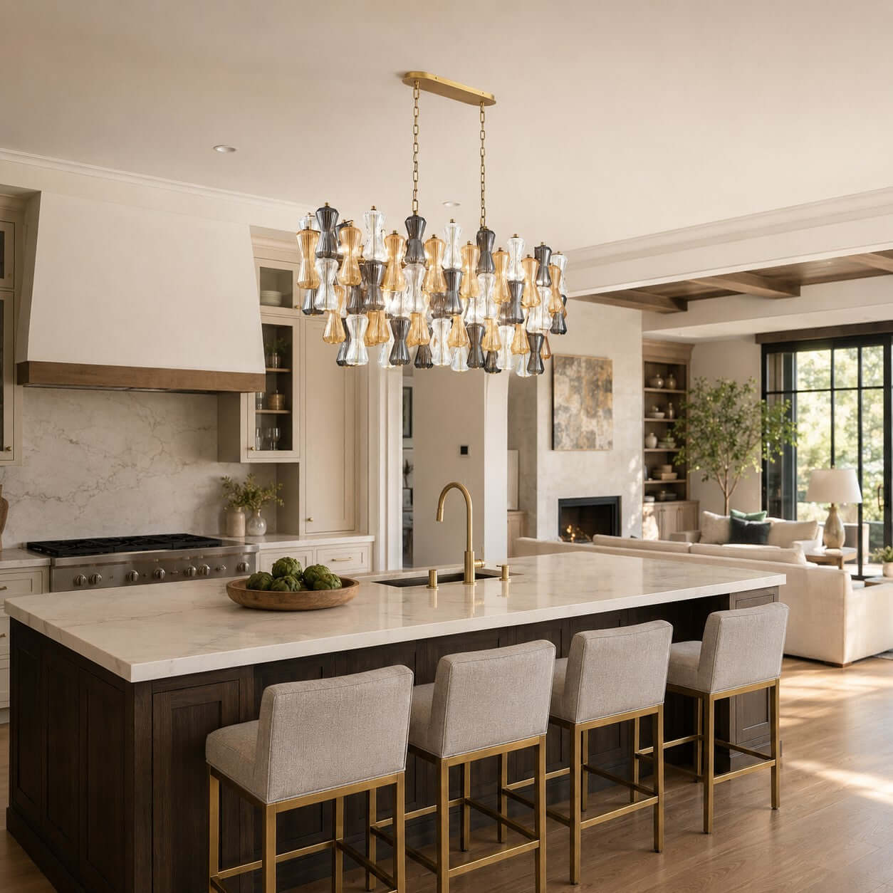 Antizer Murano Mixed Glass Linear Chandelier