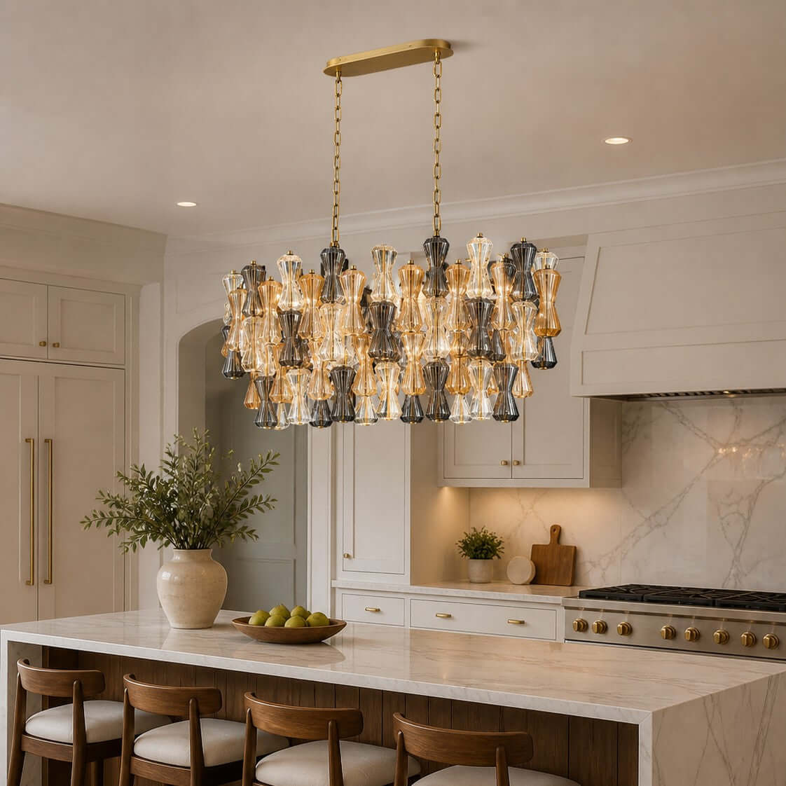 Antizer Murano Mixed Glass Linear Chandelier