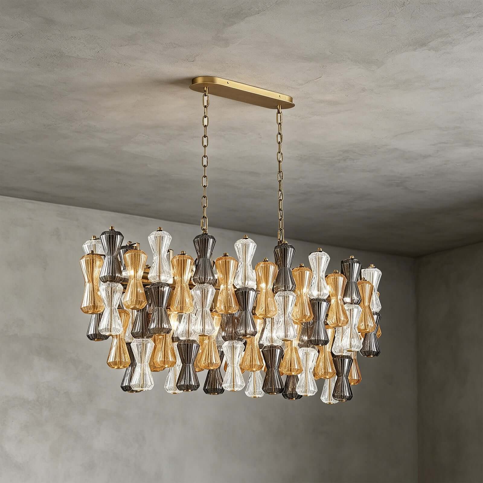 Antizer Murano Mixed Glass Linear Chandelier