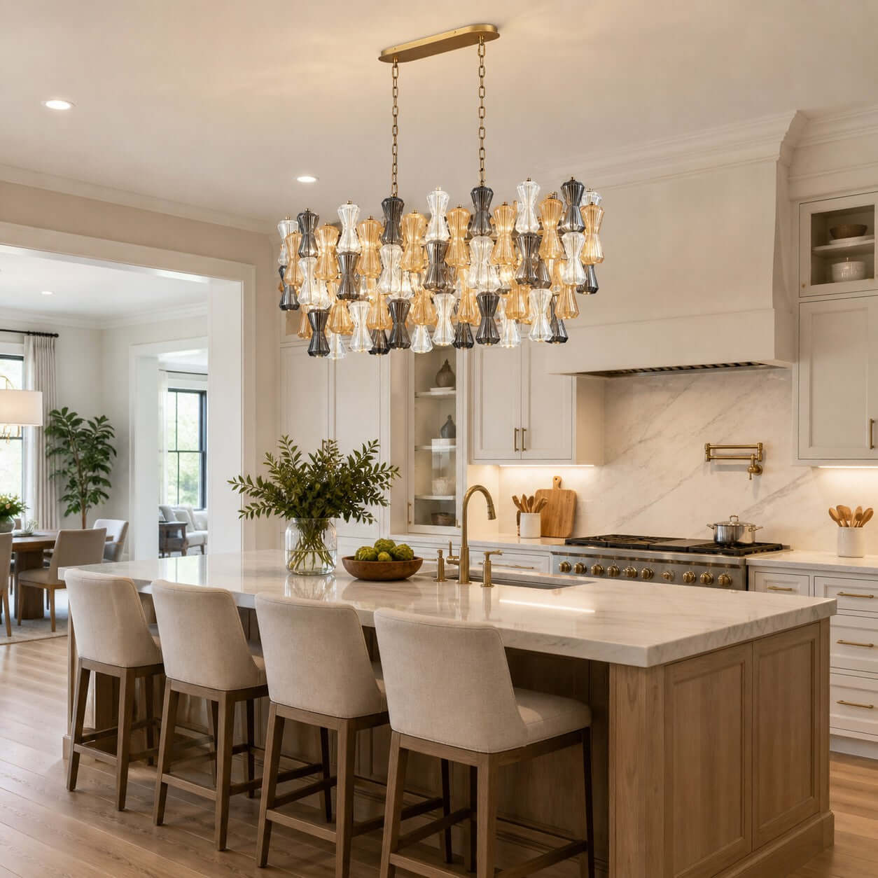 Antizer Murano Mixed Glass Linear Chandelier