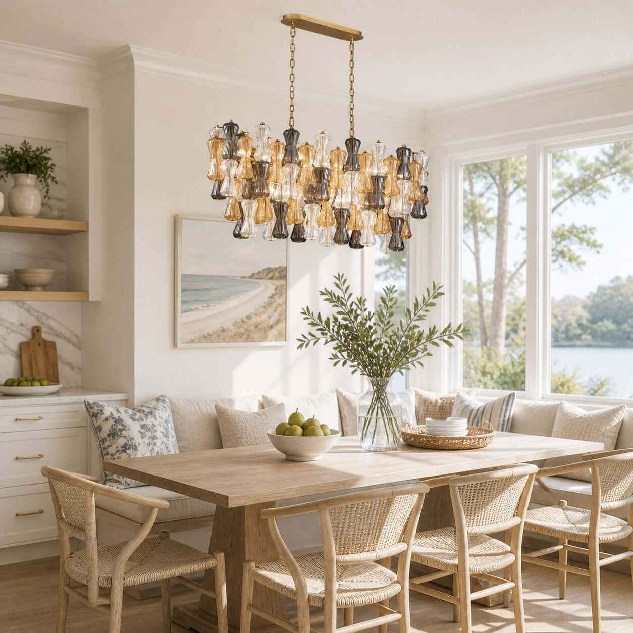 Antizer Murano Mixed Glass Linear Chandelier