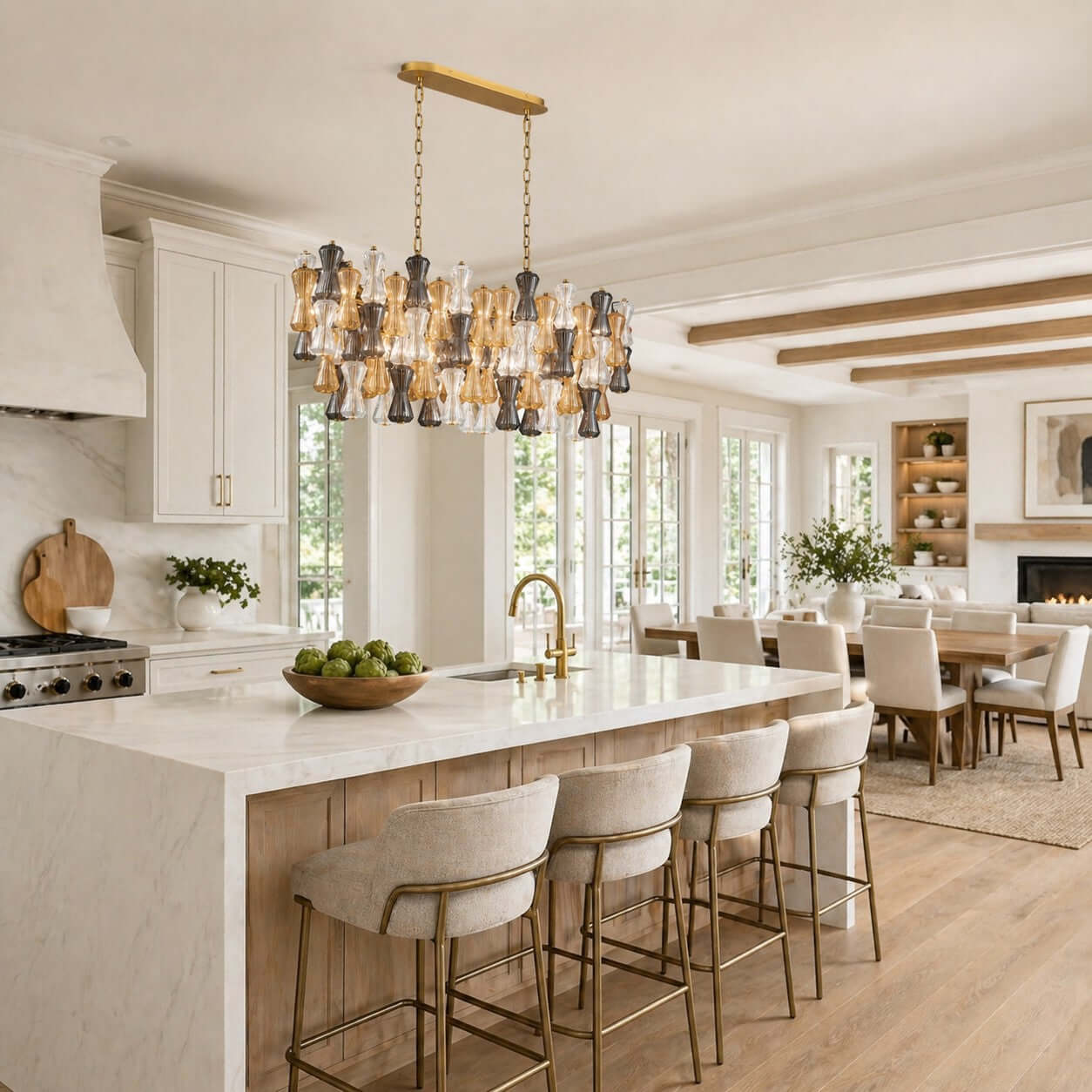 Antizer Murano Mixed Glass Linear Chandelier
