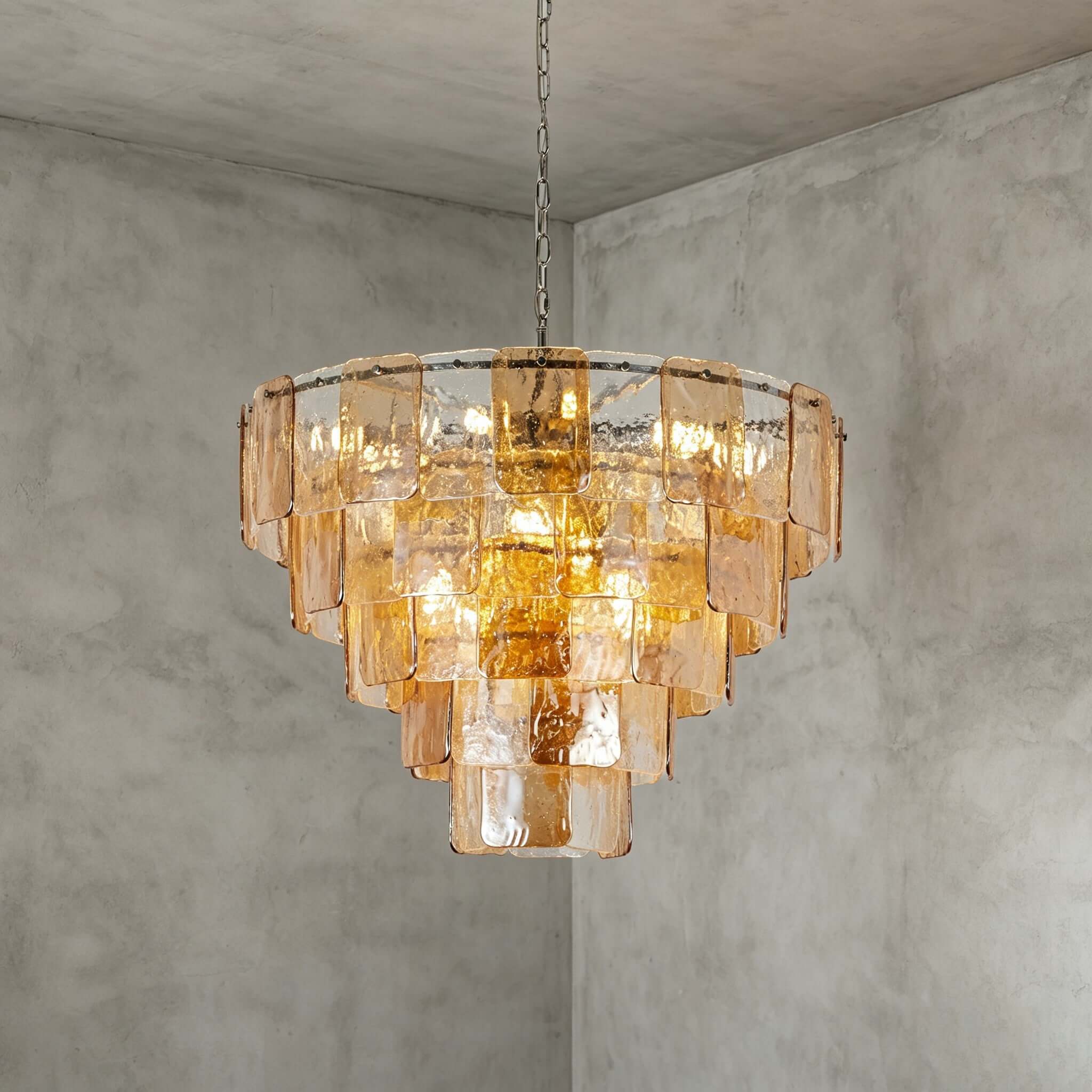 French Vintage Amber Glass Chandelier for Living Room Home Decor