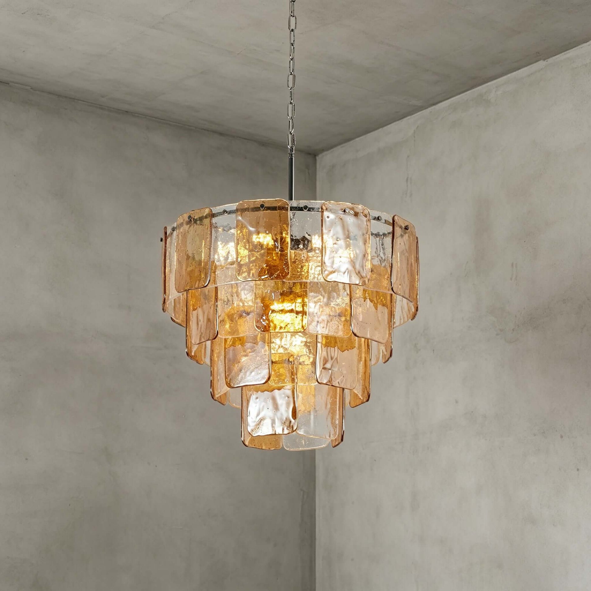 French Vintage Amber Glass Chandelier for Living Room Home Decor