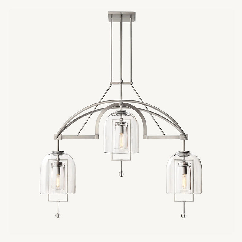 Antizer Bell Glass Chandelier for Living Room Silver 3 Heads-61" Warm Light