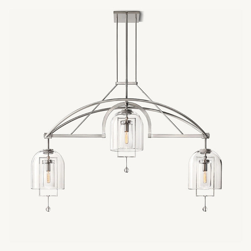 Antizer Bell Glass Chandelier for Living Room Silver 3 Heads-73" Warm Light